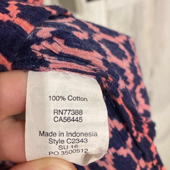 J. Crew Pink Blue V-Neckline 3/4 Sleeve Tunic Blouse Medium - Picture 8 of 9